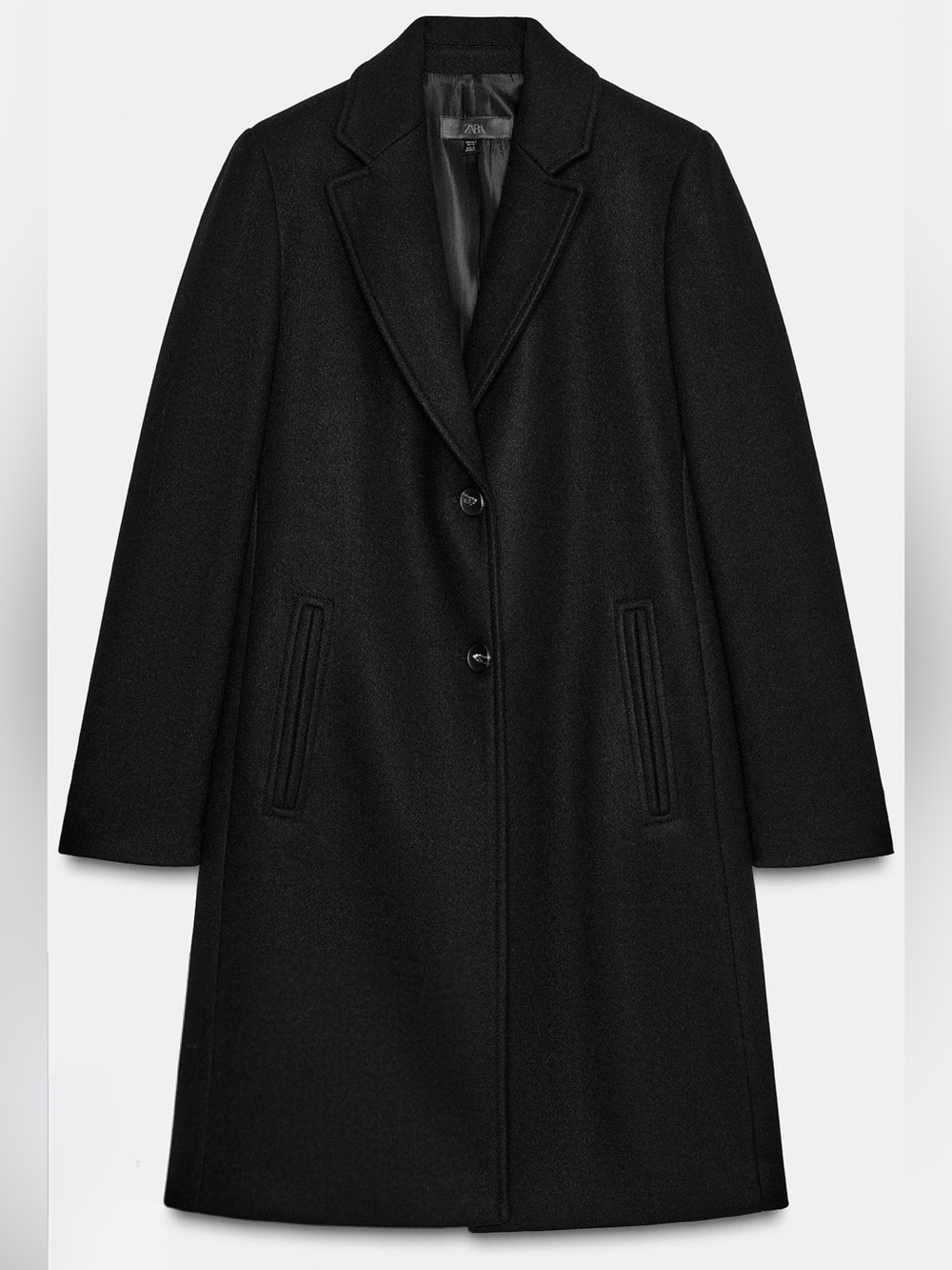 Zara Women’s Black Shoulder Pad Single-Breasted Soft Coat